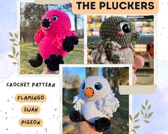 Flamant rose, cygne, pigeon (PLUCKERS) - Modèle au crochet