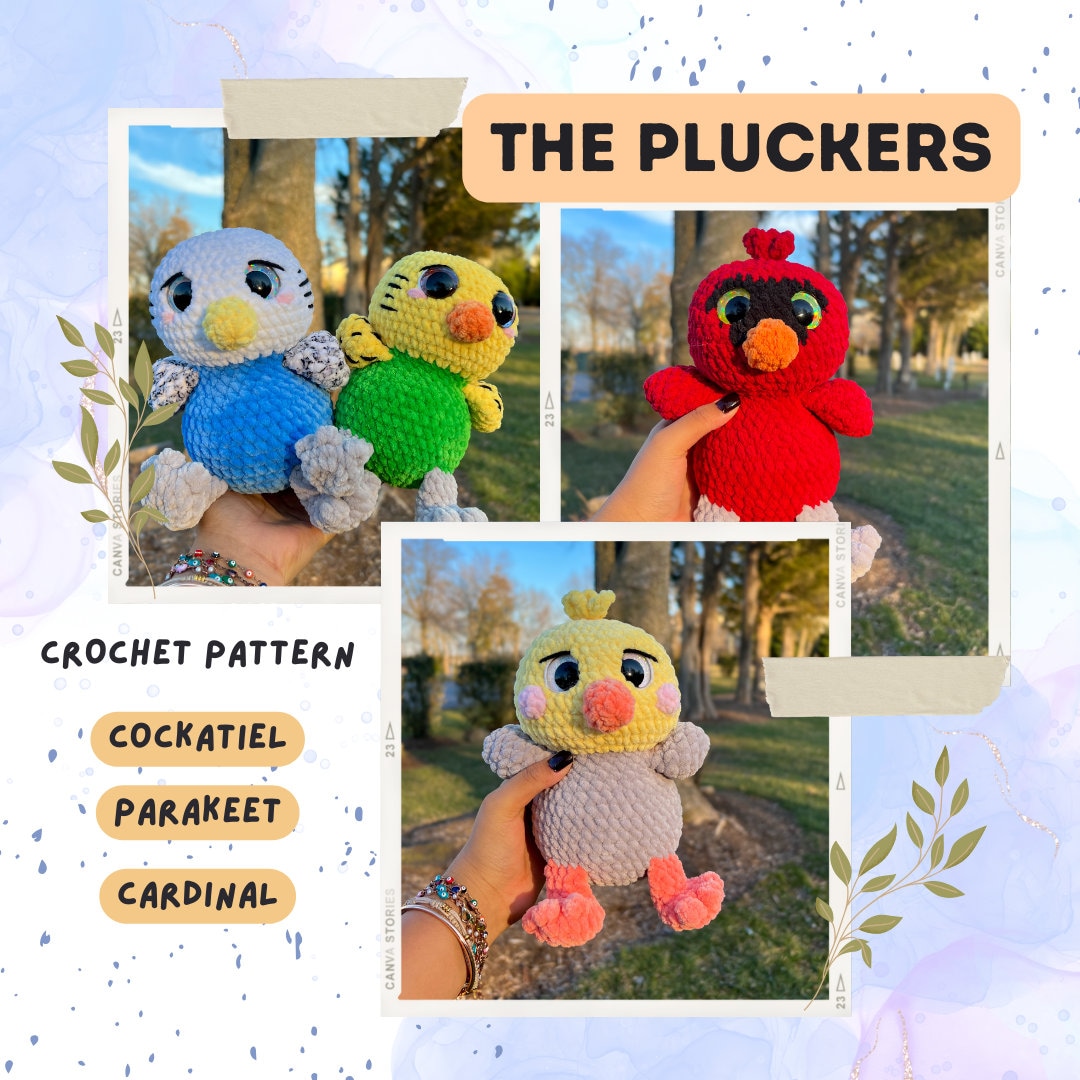 Cockatiel, Parakeet, Cardinal (PLUCKERS) Crochet Pattern