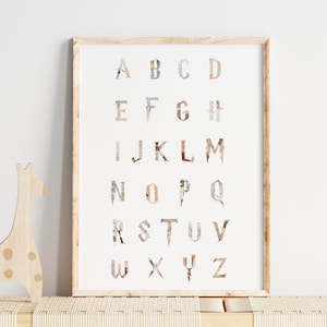 Alfabet przedszkola Wizard School / Minimalistyczny subtelny design / Dekoracja alfabetu przedszkola Magic World / Prezent na baby shower