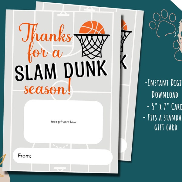 Basketball Coach Thank You Gift Card Holder / Basketball Coach Appreciation Gift / Basketball Team Banquet Gift / Coach Gift Card