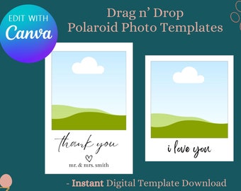 Polaroid Photo Template - Canva Drag & Drop / 4x6 Polaroid Prints / Polaroid Photo Templates / Wedding Polaroid Thank You Card Template