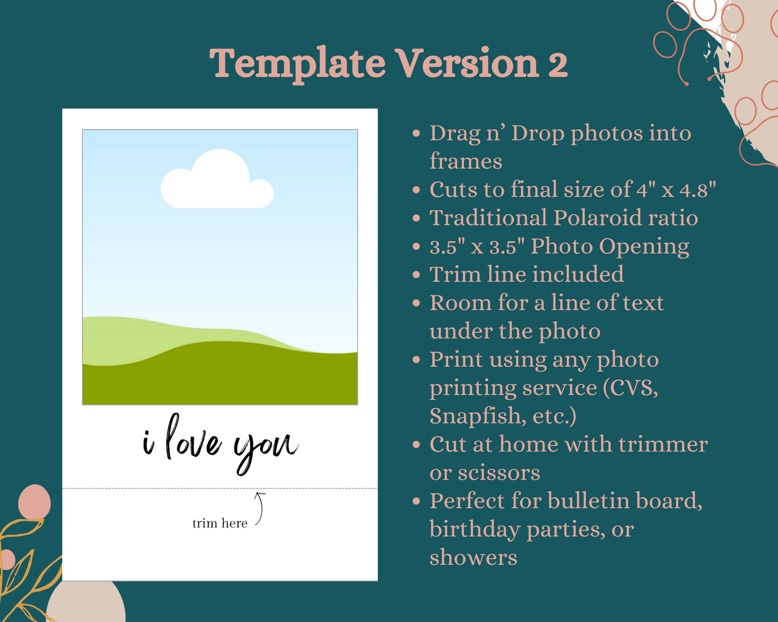 Polaroid Photo Template Canva / 4x6 Polaroid Prints / Polaroid Photo