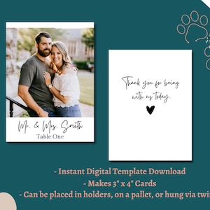 Canva Template - Photo Seating Chart for Wedding / Drag n&#39; Drop / Two Lines for Guest Name & Table Number / Editable Fonts