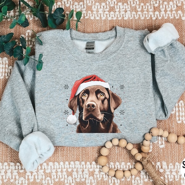 Chocolate Labrador Christmas Sweatshirt, Labrador Holiday Sweater, Labrador Gifts, Chocolate Lab Xmas Shirt, Labrador Dog Mom Crewneck