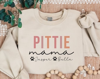 Pitbull Sweatshirt, Pitbull Mama Sweater, Personalized Pittie Mama Sweatshirt, Custom Pitbull Mom Gift, Pittie Mom Crewneck, Pitbull Gifts