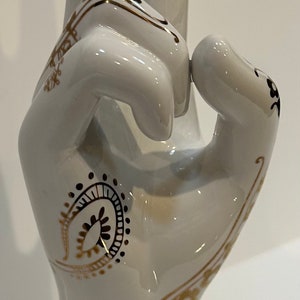 Vintage Italian Gold Decorated Glazed Porcelain Hand Ring Holder