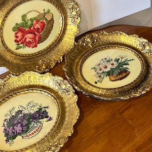 Lot Of 3 Vintage German Wiehler Gobelin Tapestry Wall Art