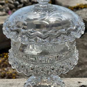 Antique 1880s EAPG Lidded Glass Compote