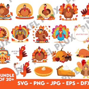 Turquia SVG | Clipart legal de peru | Pacote SVG de Turquia fofo | FriendsGiving Arquivos cortados | PNG de Turquia de alta qualidade | Outono svg | Torta svg | Dxf eps