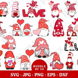 Valentines Gnome Bundle SVG, Valentines Day Decor, Valentines Gnome Ornaments Svg, Gnomes Sign, Laser Cut, Glowforge Svg, Files for CriCut