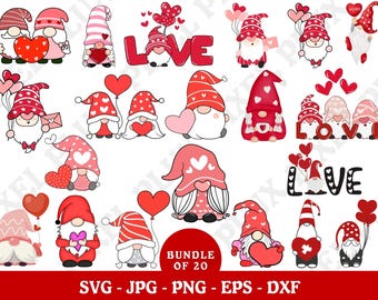 Valentines Gnome SVG Bundle: Laser Cut Files for Cricut, Glowforge