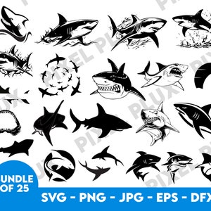 Bundle svg requin, cliparts bébé requin, requin couper des fichiers pour cricut, fichiers svg requin pour cricut, océan svg, requin png, svg animal, poisson svg,