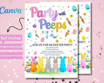 Editable Easter Egg Hunt Invitation: Party with My Peeps (Digital Template)