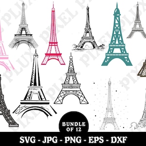 Tour Eiffel SVG, SVG de Paris, monument SVG, voyage Svg, Clipart Tour Eiffel, pochoir, fichier de coupe, Tour Eiffel Cricut, Silhouette, vecteur, Png
