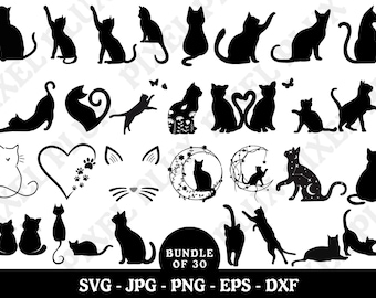Cat Silhouette SVG: Kitten Vector Cut Files (Digital Download)