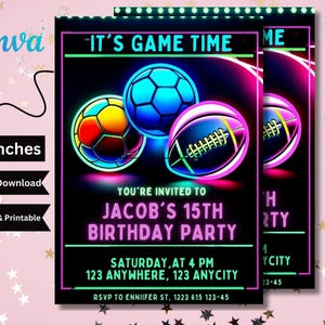 Editable Sports Invitation, Sports Invites, Sports flyer, Sport Theme Invite, ALL STAR SPORTS Invitation Template