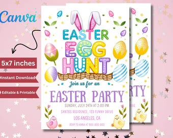 Editable Easter Egg Hunt Invitation: Spring Peeps Party (Digital Template)