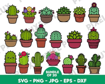 Cactus Succulent Clipart Bundle, Plant Graphics (Digital Download