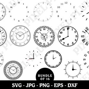CLOCK FACE SVG Bundle, Clock face clipart, Clock face svg for Cricut, Clock face svg cut files, clock face silhouette