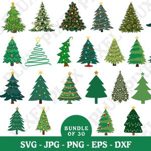 Pacote de PNG SVG DXF de árvore de Natal, svg de pinheiro, svg de Natal, svg desenhado à mão de pinheiro, enfeites de árvore de Natal, brincos de árvore de Natal svg