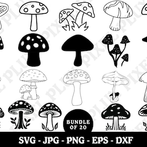 MUSHROOM SVG, Mushroom Bundle Svg, Mushroom Clipart, Mushroom Cut Files For Cricut, Cute Cartoon Mushroom Svg