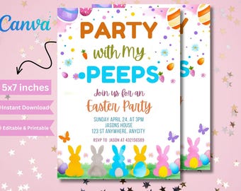 Editable Easter Egg Hunt Invitation: Party with My Peeps (Digital Template)