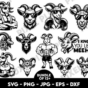 Goat Sunglasses svg, Goat svg, Goat Head Svg, Goat In Sunglasses, Lamb Svg, Baby Goat Svg, Cool Goat Svg, Goat with Horn svg, Muscular Goat