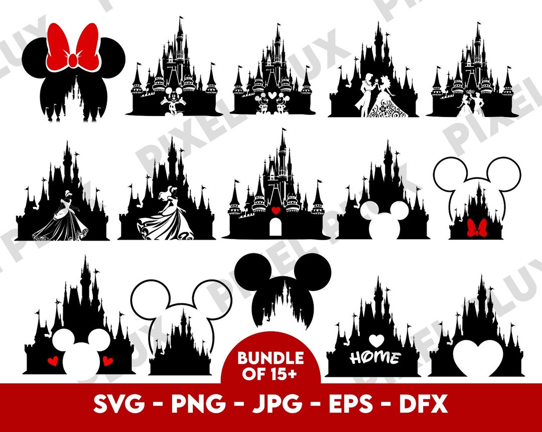Magic Castle SVG Bundle: Princess, Mickey Head, Animal Kingdom (digital ...