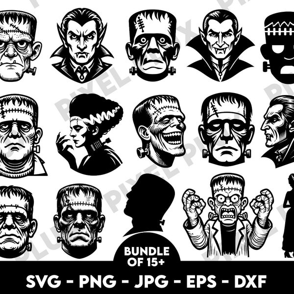 Frankenstein svg, Monster svg, Spooky svg, Horror svg, Ghosts svg, Frankenstein clipart, Frankenstein Face, Ghost svg, Witch svg Dracula svg