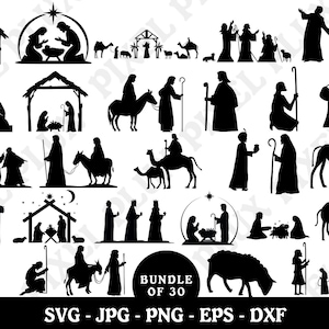Scena Narodzenia SVG, Clipart Sceny Narodzenia, Pakiet SVG Narodzenia, Svg Narodzenia, Svg Bożego Narodzenia, Sylwetka Narodzenia