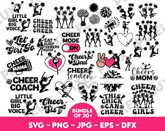 Cheerleader SVG Bundle: Cheer Mom, Team Designs (Digital Download)