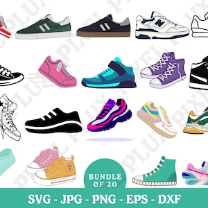 Sneaker Svg Bundle, Sneakers Svg, Running Shoes, Sneaker Clipart, Png for Sublimation, Basketball Shoes Svg Files for Cricut, Silhouette