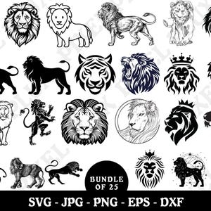 ライオンの頭の SVG バンドル、ライオンの SVG、ライオンのクリップアート、キングライオンのシルエット PNG、吠えるライオンの頭の SVG