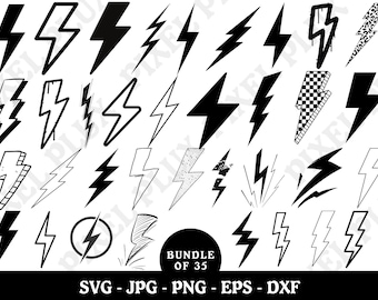 Lightning Bolt SVG Bundle: Thunder Flash Clipart (Digital Files)