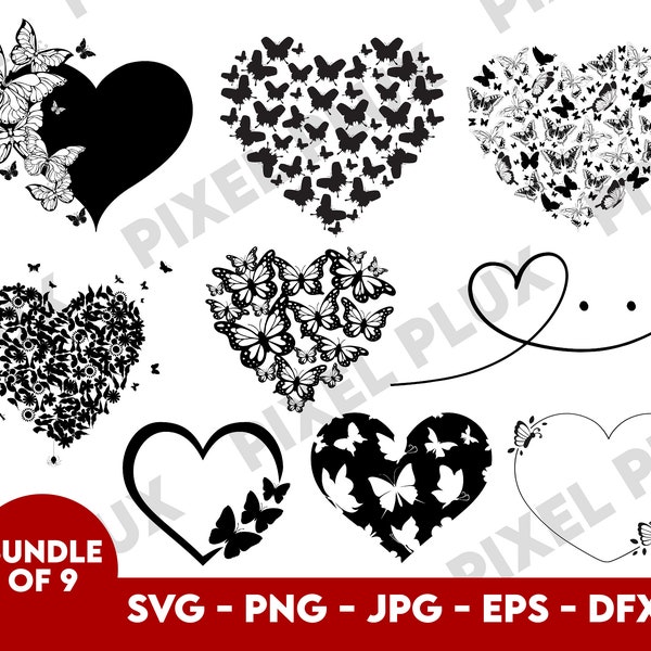 Butterfly Heart SVG | Butterfly svg | Butterflies SVG | Heart svg | Heart Clipart | Butterfly Love SVG | Heart Butterflies svg | Love png