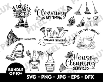 House Cleaning SVG bundle, Cleaning tools svg, Cleaning services svg, Cleaner svg, Mop broom svg, Household cleaning svg files for cricut,