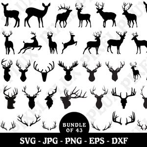 Deer SVG Bundle, Deer Hunting SVG, Deer png, Deer vector, Deer cut files, Deer head svg, Deer antlers svg, Laser Cut files, Deer Clip Art