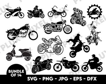Motorcycle SVG Bundle | Bike Silhouette, Cricut Files (Digital Download)