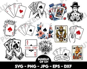 Poker Cards SVG Bundle, Dice, Joker, Ace (Digital Files)