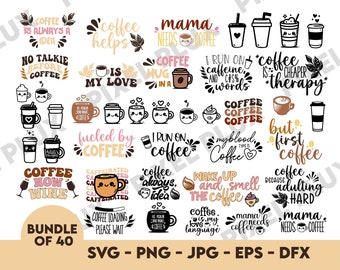 Coffee Quotes SVG Bundle: Mugs, Sayings, and More (Digital Download)