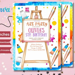 Editable Art Birthday Party Invitation, Art in Party Birthday Party Invite, Art Painting Artist Birthday Mobile Invitation