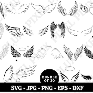 Angel Wings Svg Bundle, Angel Wings Clip Art, Wings Cut File For Silhouette, Angel Wings Bundle, Wings Svg Png Dxf,memorial svg ,rip svg