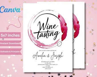 Modern Wine Tasting Invitation Template: Editable 5x7 (Digital Download)