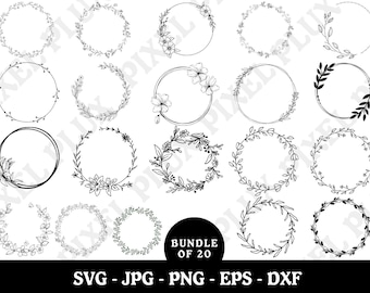 Floral Wreath SVG Bundle: Botanical Circle Frames (Digital Files)