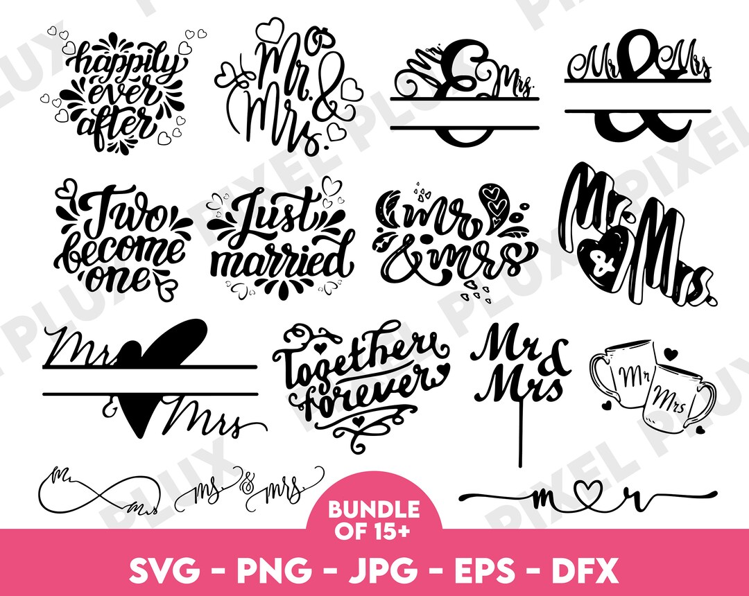 Romantic Mr and Mrs Svg | Blessed Wedding Svg | Beautiful Marriage Svg ...