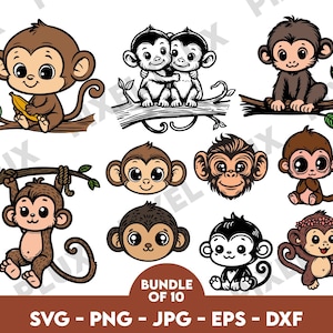 Monkey svg, Baby Monkey svg, Cute Monkey svg, Twin Monkey Babies svg, Jungle Animal svg Sweet Monkey svg, Monkey Silhouette, Monkey Head svg