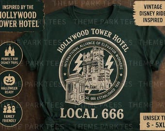 Camiseta de la Torre del Terror, Camiseta de la atracción de La Dimensión Desconocida, Camiseta de los Estudios de Hollywood, Camiseta de Halloween de Disney espeluznante, Camiseta de parque temático vintage