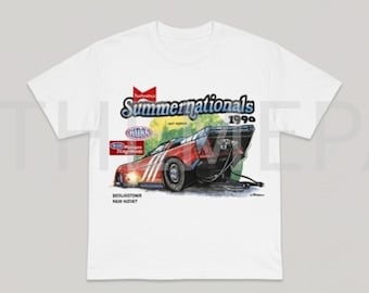 Vintage NHRA Drag Racing Shirt 1990 Summernationals Englishtown NJ, Retro Budweiser Winston Cup Graphic Tee, 90s Hot Rod Car Racing Tshirt