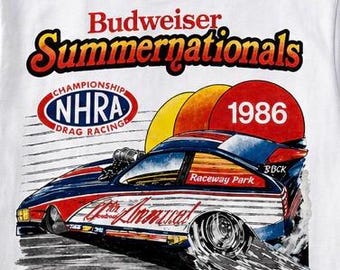 NHRA Vintage Drag Racing T Shirt, 1986 Summernationals Raceway Park Tee, Retro Funny Car Nitro Racing Shirt, Racing Dad Gift, Englishtown NJ