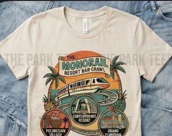 Disney Monorail Bar Crawl Shirt Resort Hopping Drinking Tee | Disney Adult Vacation Clothes Bachelorette Party Trip Gift Unisex Graphic Tee